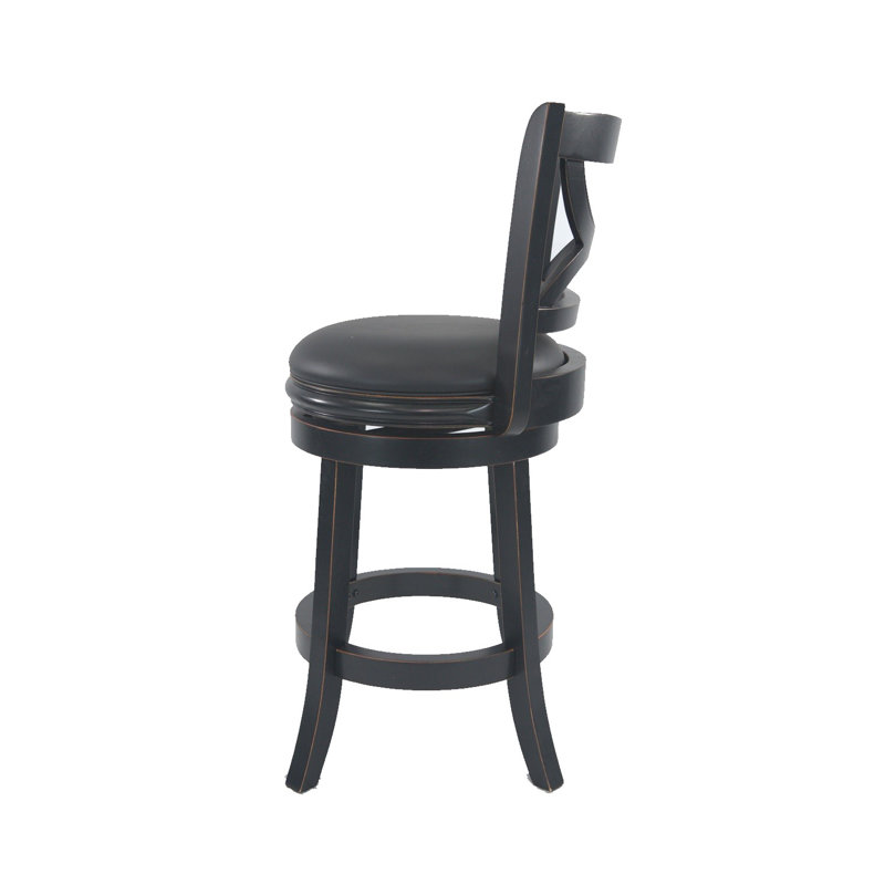 Three Posts™ Adelaida Swivel Upholstered Counter Stool with Solid Wood